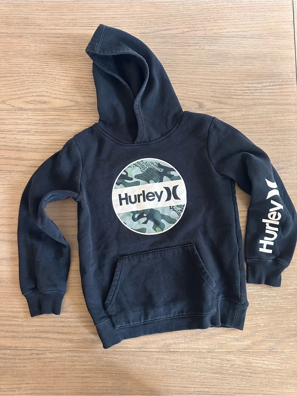 Hurley Boys Black Camo Logo Fleece Hoodie Size 6-7